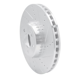 Mercedes-Benz C350E Brake Rotor (1) - Front Right - R1 Concepts - Drilled & Slotted - Silver - `15-`23